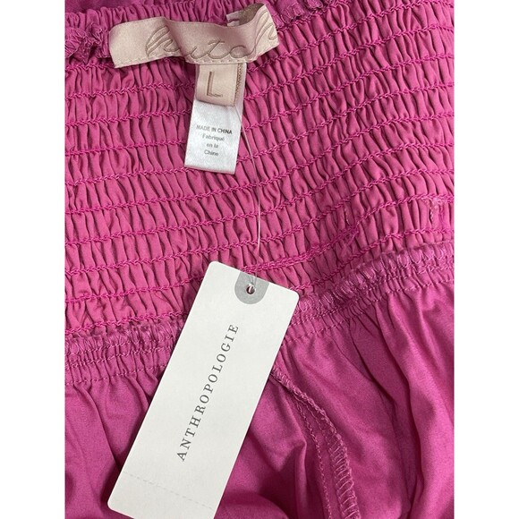 Anthropologie Hutch Jumpsuit Pink Poplin Bow Preppy Boho Retro Vacay Large NWT - Picture 12 of 12